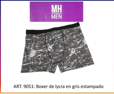 ART. 9051: Boxer de Lycra Gris con elástico Negro