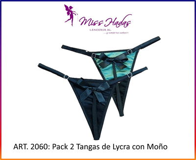 ART. 2060.2: Pack x2 Tangas de Lycra hilo con moño
