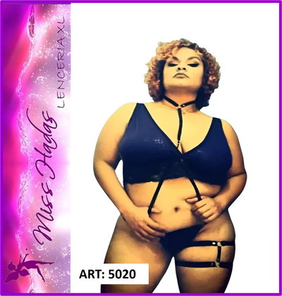 ART. 5020: Conjunto en Lycra Labrada en Animal Print Negro