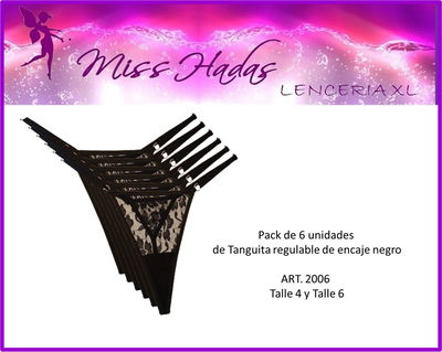 PACK DE TANGAS DE ENCAJE ART. 2006 - 6 UNIDADES 