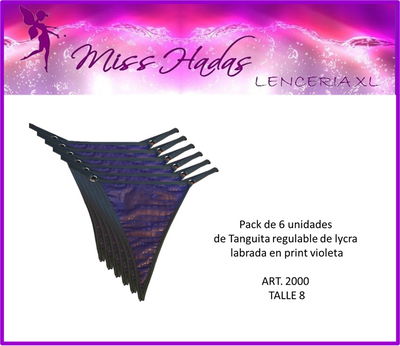 PACK DE TANGAS DE LYCRA LABRADA ART. 2000 - 6 UNIDADES 