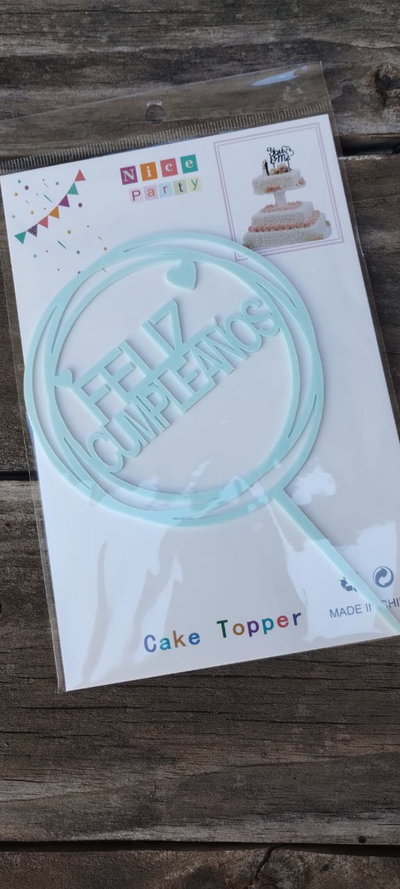 Topper Acrílico Celeste Pastel