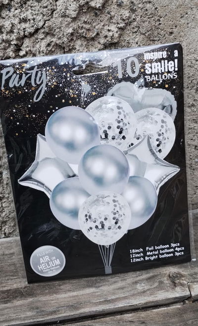 Set Decorativo Globos Plateado x10