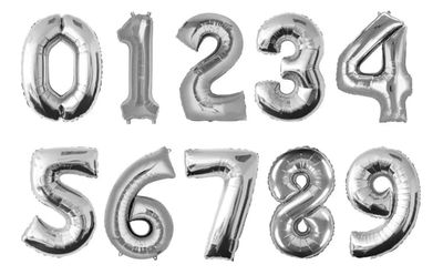 Globo Número Plateado 16' - 40cm 