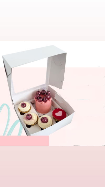 Caja Minicake + 4 Cupcakes 22x22x9