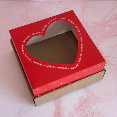 Base Kraft + Tapa Visor Corazón 25x25x12