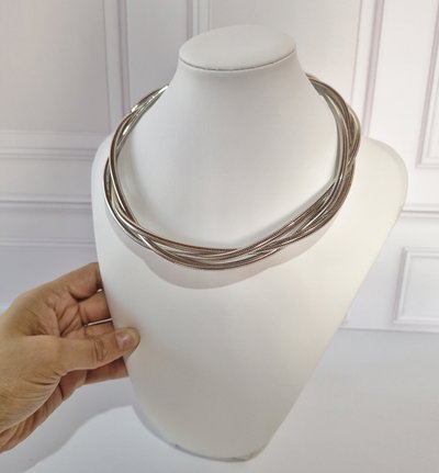 Choker Líneas Semirigido Plateado 