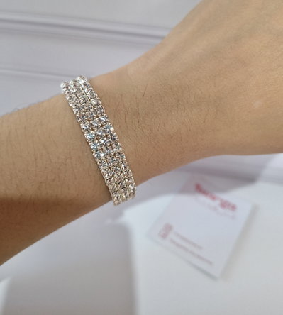 Pulsera Brillos Plateada 