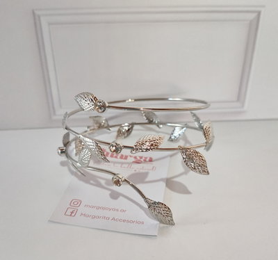 Brazalete Hojitas Plateadas