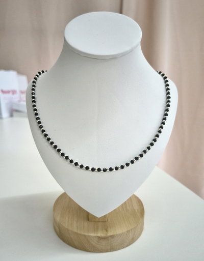Choker Cristal Negro y Plata