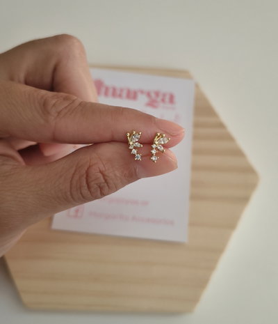 Aros Mini Maripositas Doradas