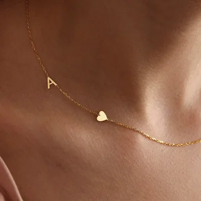 Collar Iniciales con Corazon Plata 925 (Leer Info)