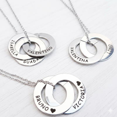 Collar Argollas Rusas Grabadas Acero (Leer Info)