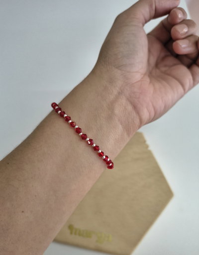 Pulsera Elastizada Cristal Rojo Oscuro 