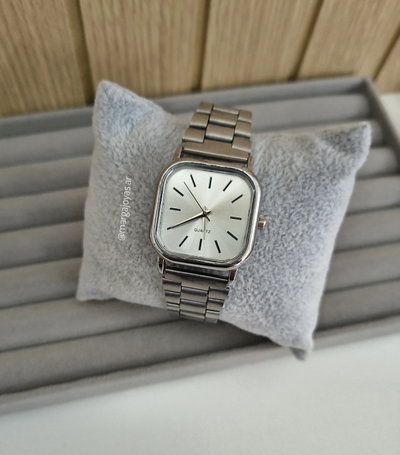 Reloj Unisex Cuadrado - Plateado