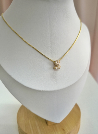 Collar Mini Inicial Pasante Brillo 