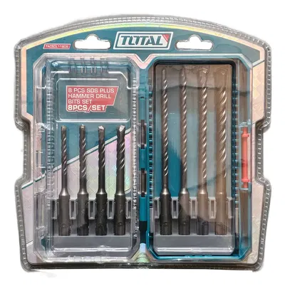 Set de 8 Mechas SDS PLUS para Rotomartillo TOTAL