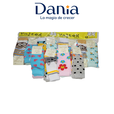 Doce Soquetes Tubos Estampados Bebé