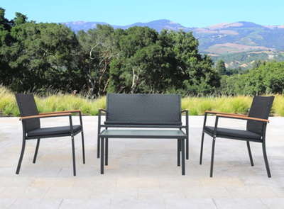 SET DE JARDIN 4 PIEZAS DE ACERO CON TEXTILENE