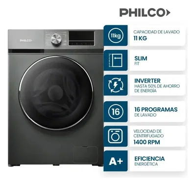 LAVARROPAS PHILCO 11KG INVERTER PHLF111GSN GRIS