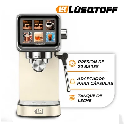 CAFETERA EXPRESSO CREAM LUSQTOFF C/ ADAPTADOR DE CAPSULAS LQ-EX008
