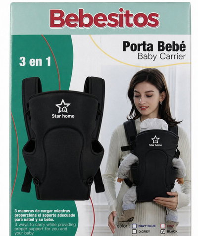 MOCHILA CARGADOR CANGURO NEGRA ABXM-4FBLACK