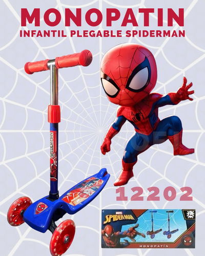 MONOPATIN DE SPIDERMAN AZUL Y ROJO