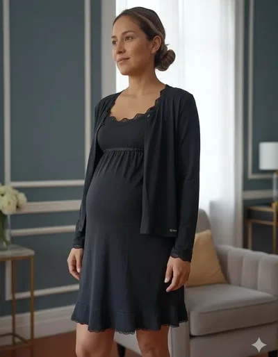 Set Camisón + Bata Amelie Negro