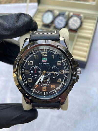 Tag Heuer Negro cuero + Billetera Cuero de Regalo +  Envio Gratis