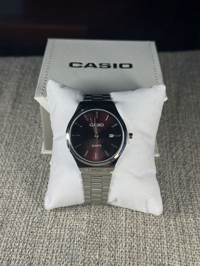 Casio Runner Plata/ Bordo + Billetera Cuero de Regalo +  Envio Gratis