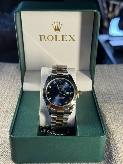 Rolex Date Just Azul y Oro 41mm AA+ SemiAutomatico + Estuche