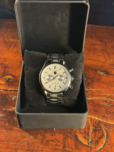 Tag Heuer Carrera Blanco Acero-Cristal-Zafiro-AAA-Cronografo + Estuche