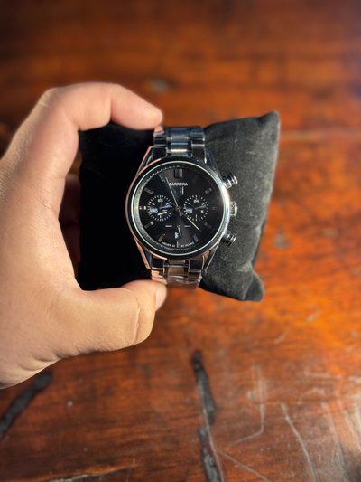 Tag Heuer Carrera Negro Acero-Cristal-Zafiro-AAA-Cronografo + Estuche
