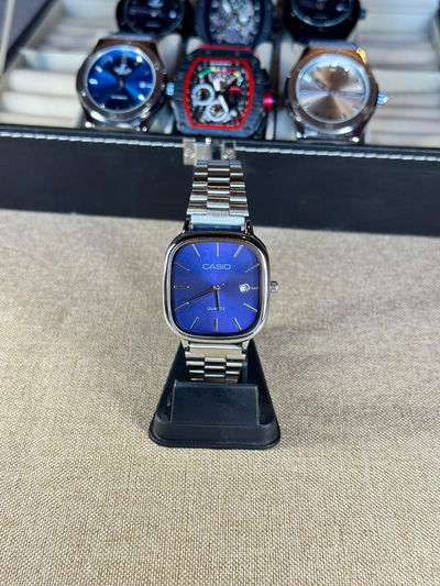 Casio Finezza Azul Acero + Billetera Cuero de Regalo +  Envio Gratis