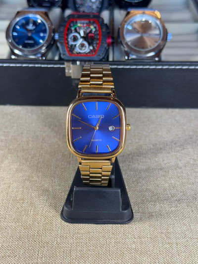 Casio Finezza Azul Dorado + Billetera Cuero de Regalo + Envio Gratis