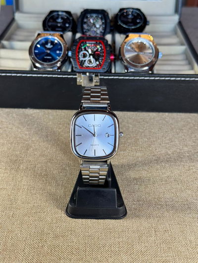 Casio Finezza Blanco Acero + Billetera Cuero de Regalo + Envio Gratis