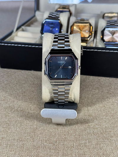 Casio Eleganza Negro Acero + Billetera Cuero de Regalo + Envio Gratis