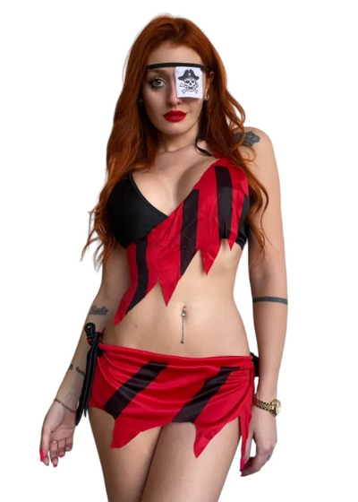 E119 - Fantasía Disfraz Pirata Rojo 