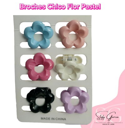 Broche Chico Flor Pateles x6un