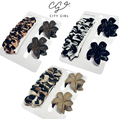 Kit Broche Pelo + Colita Animal Print