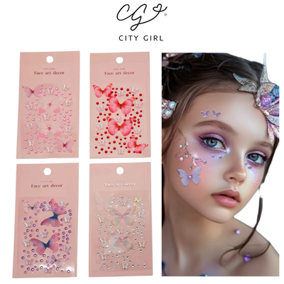 Sticker Stras Mariposa para la Cara c/u