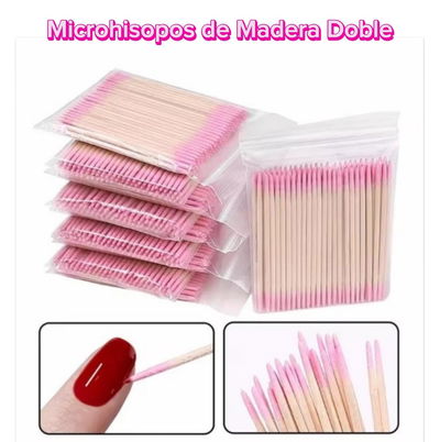 Microhisopos de Madera Doble Rosa