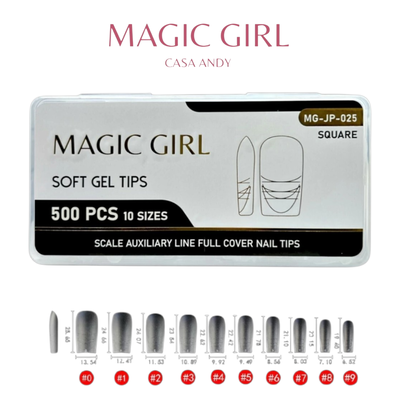 Tips Soft Gel Square Con Medida Magic Girl 500un 