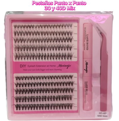 Pestañas Punto x Punto 30 y 40D Mix