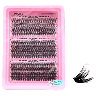 Pestañas Punto x Punto Pinky 30D 40D 50D Mix