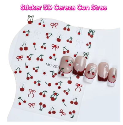 Sticker Cerezas 5D con Stras