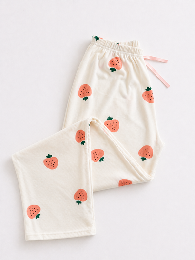 PANTALON PLUSH FRESA BLANCO