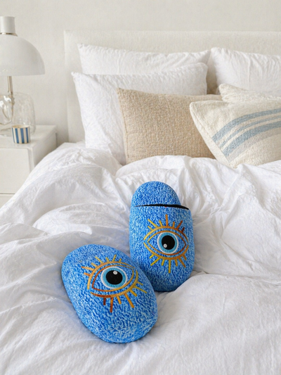 PANTUFLONES OJO TURCO CELESTE