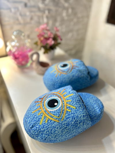 PANTUFLONES OJO TURCO CELESTE