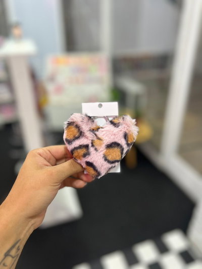 Llavero peluche | corazon rosa animal print